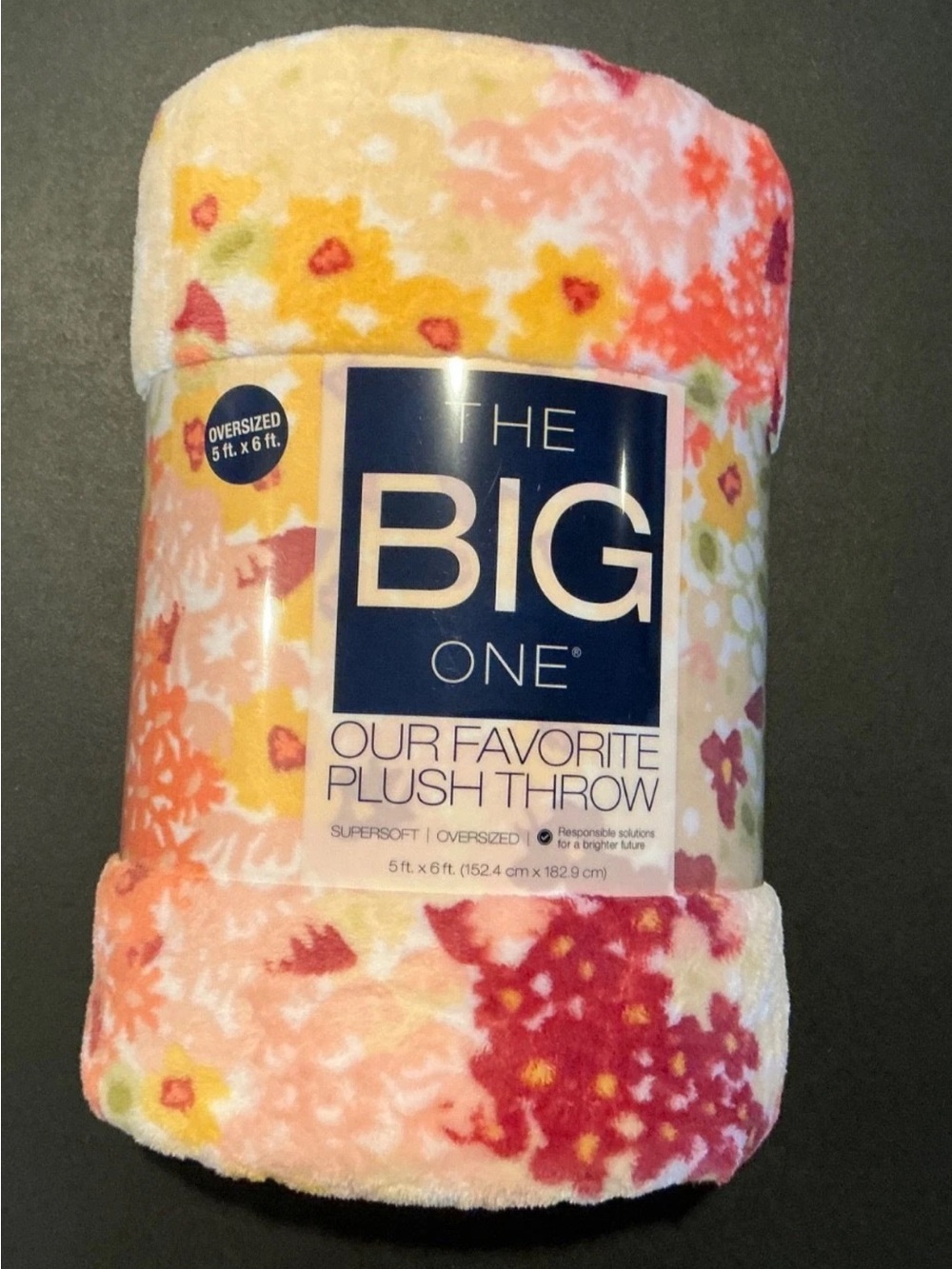 The Big One Plush Floral Throw in Pink, Yellow, Coral, Cream
